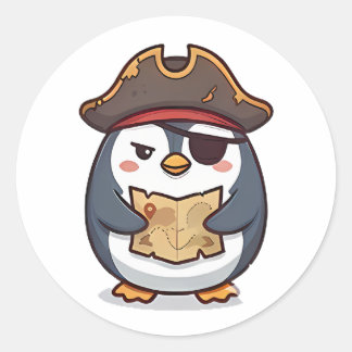 Piraat Pinguïn Ronde Sticker