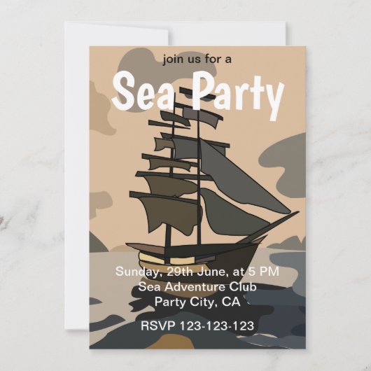 Piraat Piraten Schip Avontuur Piraat Zee Feest Kaart (Voorkant)