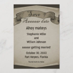 Piraat Rol Bewaar de Datum Uitnodiging, Bruin Kaart
