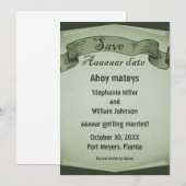 Piraat Rol Save the Date Uitnodiging, Groen Kaart (Voorkant / Achterkant)