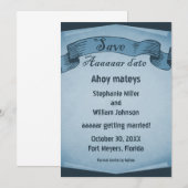 Piraat Rol Zender de Datum Uitnodiging, Blauw Kaart (Voorkant / Achterkant)