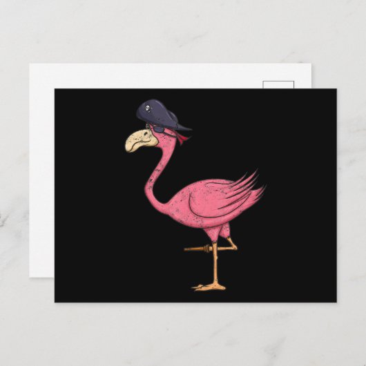 Piraat Roze Flamingo Met Ooglap Halloween Feestdagenkaart (Voorkant / Achterkant)