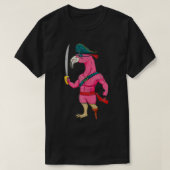  piraat roze flamingo met zwaard halloween t-shirt (Design voorkant)