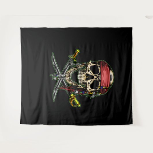 Piraat Schedel Achtergrond Wandkleed (Voorkant (horizontaal))