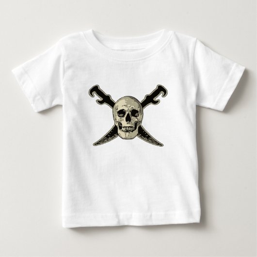 Piraat (Schedel) - Baby Fijne Jersey T-Shirt (Voorkant)