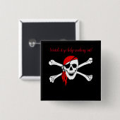  piraat schedel bilge zuigende rat vierkante button 5,1 cm (Voorkant /achterkant)