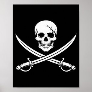 Piraat schedel en gekruiste botten gekruiste zwaar poster