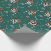 piraat schedel en gekruiste botten Groen Cadeaupapier (Hoek)