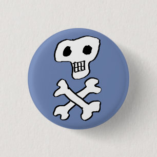 Piraat schedel en gekruiste botten ontwerp ronde button 3,2 cm