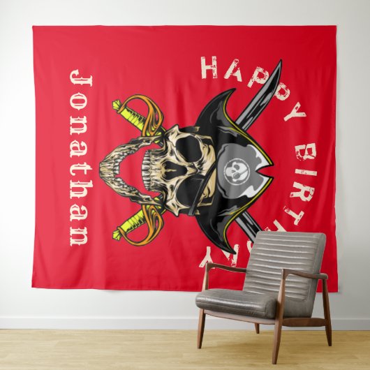 Piraat Schedel Geest Verjaardag Achtergrond Wandkleed (In Situ (horizontaal))