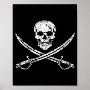 Piraat schedel gekruiste botten gekruist zwaard jo poster
