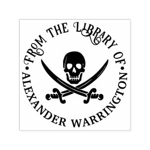 Piraat Schedel Gekruiste Zwaarden Goth Bibliotheek Zelfinktende Stempel
