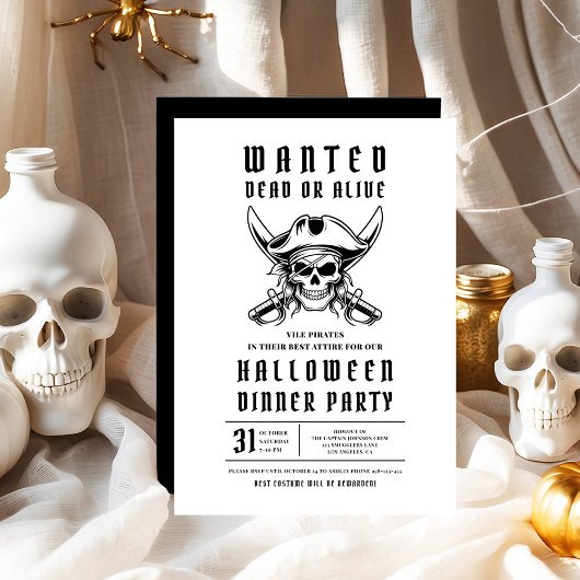 Piraat Schedel Halloween Dinerfeest  Kaart