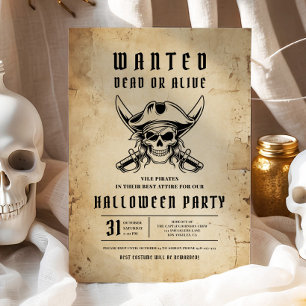 Piraat Schedel Halloween Feest  Kaart