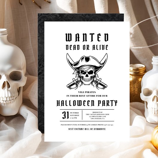 Piraat Schedel Halloween Feest  Kaart