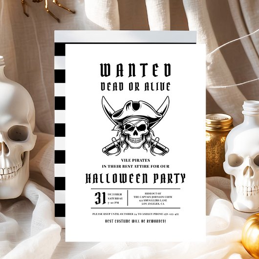 Piraat Schedel Halloween Feest  Kaart