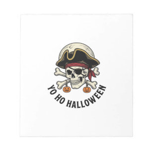 Piraat Schedel Halloween Vintage Gravure Witte T-S Notitieblok