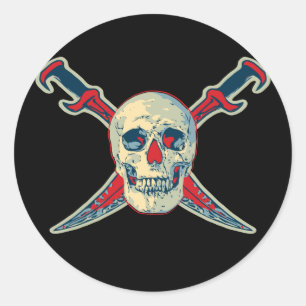 Piraat (schedel) - Klassieke ronde sticker, glanze Sticker