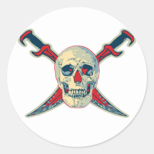 Piraat (schedel) - Klassieke ronde sticker, glanze Sticker