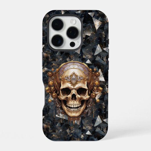 Piraat Schedel op Zwarte Diamanten iPhone / iPad h Hoesje (Achterkant)