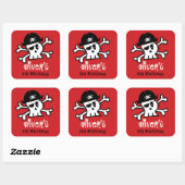 Piraat Schedel & Skelet Kids Feestje Favorietjes Vierkante Sticker (Vel)