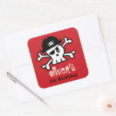Piraat Schedel & Skelet Kids Feestje Favorietjes Vierkante Sticker (Envelop)