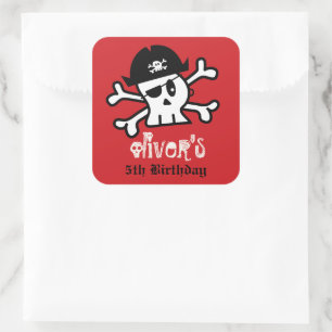 Piraat Schedel & Skelet Kinderfeestje Favorietje Vierkante Sticker