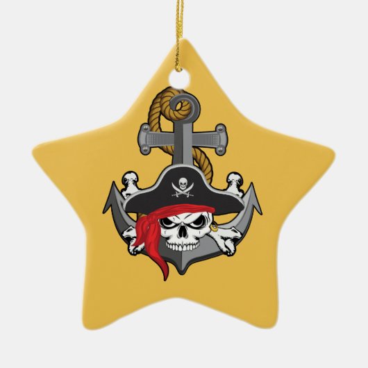 Piraat Schedelanker Keramisch Ornament (Voorkant)