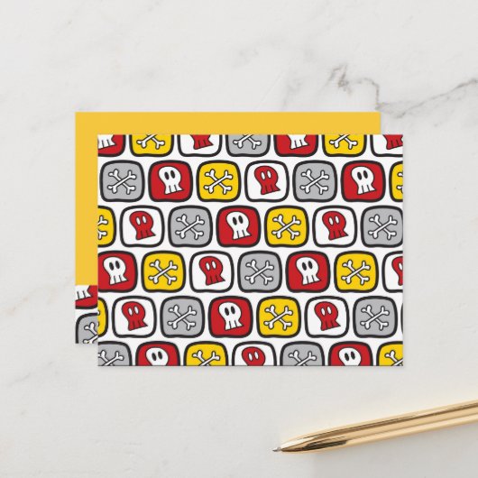 Piraat / schedels & botten strip voor kinderen briefkaart (Voorkant / Achterkant in situ)