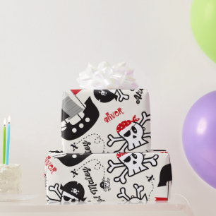Piraat Schip Schedels Fun Kinderen Jongens Verjaar Cadeaupapier