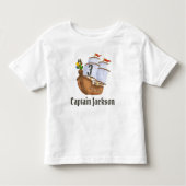 Piraat Schip Verjaardag Naam & Leeftijd Kinder Shirts (Voorkant)