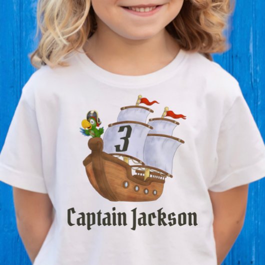 Piraat Schip Verjaardag Naam & Leeftijd Kinder Shirts