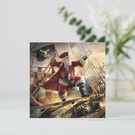 Piraat Sinterklaas Feestdagenkaart (Staand voorkant)
