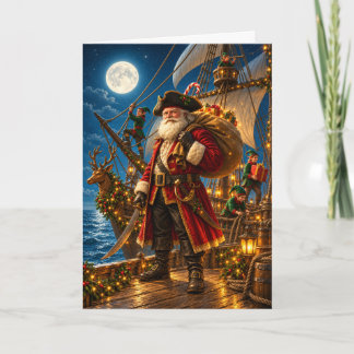 Piraat Sinterklaas Kerstkaart voor een reis bij ma Feestdagen Kaart