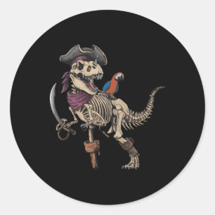 Piraat Skelet Dinosaurus T Rex Grappige Tyrannosau Ronde Sticker