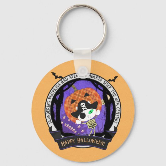 Piraat skelet kat rond sleutelhanger (Voorkant)