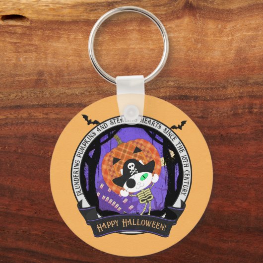 Piraat skelet kat rond sleutelhanger (Voorkant)