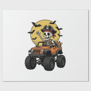 Piraat Skelet Monster Truck Halloween Ontwerp_1 Cadeaupapier