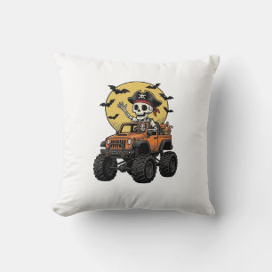 Piraat Skelet Monster Truck Halloween Ontwerp_1 Kussen