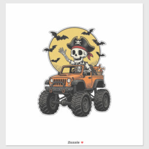 Piraat Skelet Monster Truck Halloween Ontwerp_1 Sticker
