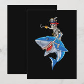 Piraat Skelet Riddt Haai Schattige Jongens Hallowe Feestdagenkaart (Voorkant / Achterkant)