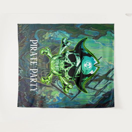 Piraat thema Feest Volwassene Kruis Botten Achterg Wandkleed (Voorkant (horizontaal))