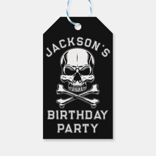 Piraat thema Feest Volwassenen Schip Schedel Zwart Cadeaulabel (Achterkant)
