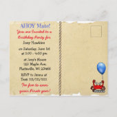 Piraat Thema Verjaardagsuitnodiging Briefkaart (Achterkant)