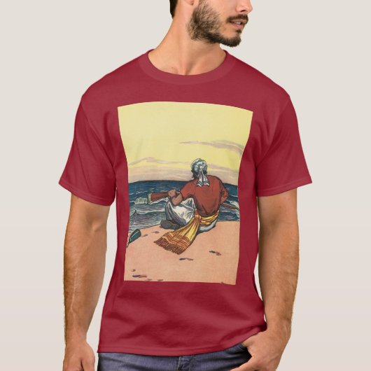 Piraat uit grootmoeders tijd, gestrand op een onbe t-shirt (Voorkant)
