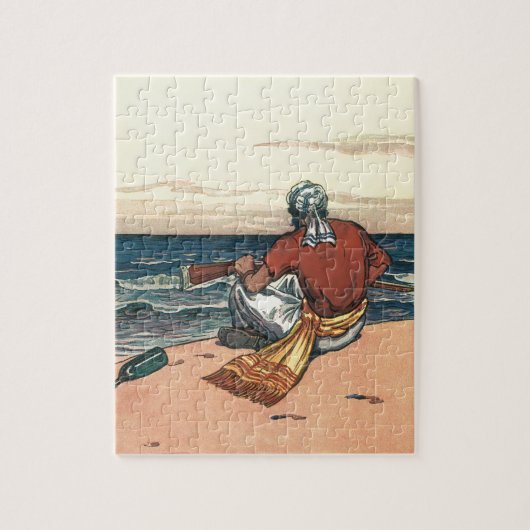Piraat uit vervlogen tijden, gestrand op een onbew legpuzzel (Verticaal)