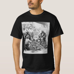 Piraat uit vervlogen tijden telt zijn schat en bui t-shirt