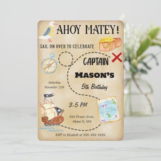 Piraat Uitnodiging (Staand voorkant)