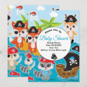 Piraat uitnodiging voor baby shower feestje (Voorkant / Achterkant)