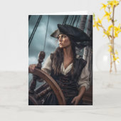 Piraat Valentijnsdag Kaart (Gele Bloem)